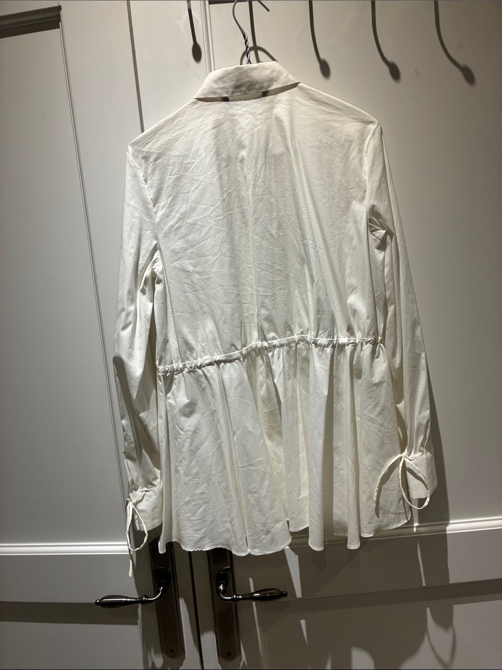 Zara Woman White Drawstring Waist Peplum Button Front Shirt Size S 👵MT - Picture 5 of 6